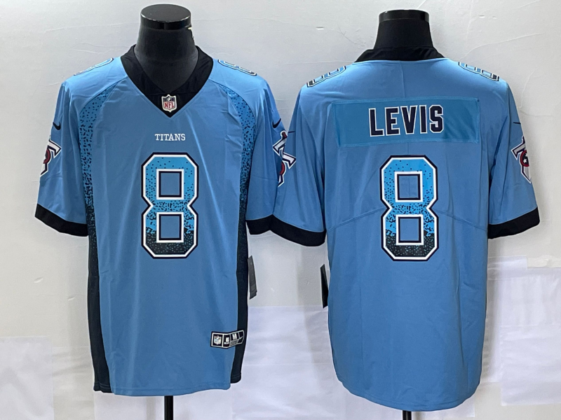 Men's Tennessee Titans #8 Will Levis Blue Drift Fashion Color Rush Limited Stitched Jersey